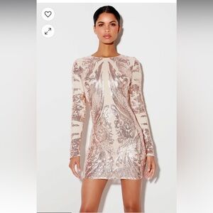 Lulu’s Mirasol Rose Gold Sequin Long Sleeve Bodycon Dress